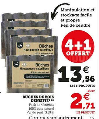 Super U Bûches de bois densifié offre