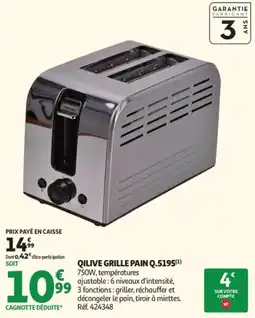 Auchan QILIVE GRILLE PAIN offre