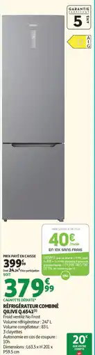 Auchan Gillive Réfrigérateur combiné offre