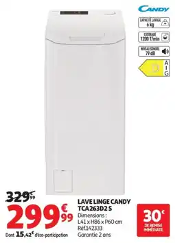 Auchan CANDY LAVE LINGE TCA263D2 S offre