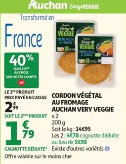 Auchan Auchan Very Veggie Cordon Végétal au Fromage offre