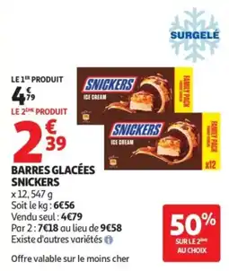 Auchan SNICKERS BARRES GLACÉES offre