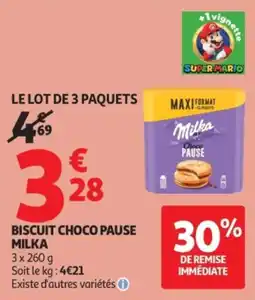 Auchan Milka Biscuit Choco Pause offre