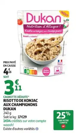Auchan Dukan Risotto de konjac aux champignons offre
