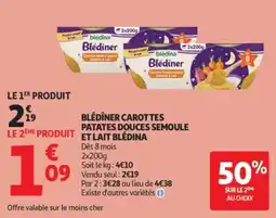 Auchan Blédina Carottes Patates douces Semoule et Lait Blédina offre