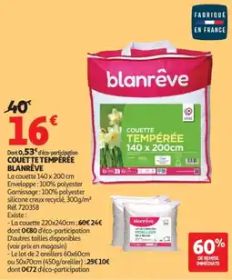 Auchan blanrève COUETTE TEMPÉRÉE offre