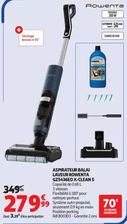 Auchan Rowenta Aspirateur balai laveur GZ5436EO X-CLEAN 5 offre