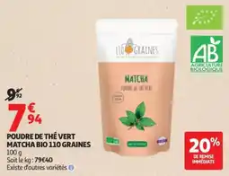 Auchan 110 GRAINES Poudre de thé vert Matcha offre