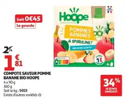Auchan HOOPE COMPOTE SAVEUR POMME BANANE BIO offre