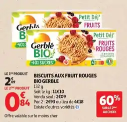 Auchan Gerblé Biscuits aux fruit rouges offre