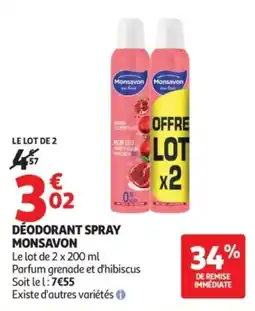 Auchan Monsavon déodorant spray offre