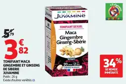Auchan JUVAMINE TONIFIANT MACA GINGEMBRE ET GINSENG DE SIBERIE offre