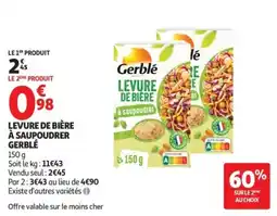 Auchan Gerblé Levure de bière à saupoudrer offre
