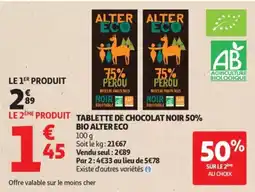 Auchan ALTER ECO TABLETTE DE CHOCOLAT NOIR 50% offre