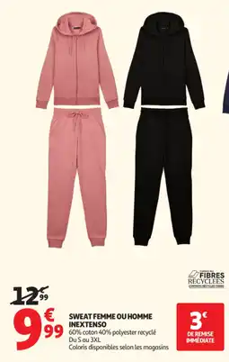 Auchan Inextenso sweat femme ou homme offre