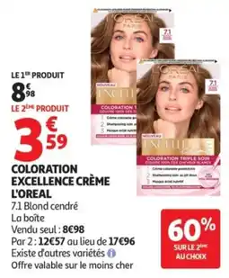 Auchan L'OREAL COLORATION EXCELLENCE CRÈME offre