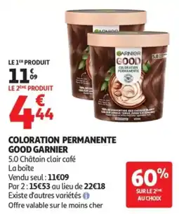 Auchan Garnier good coloration permanente offre