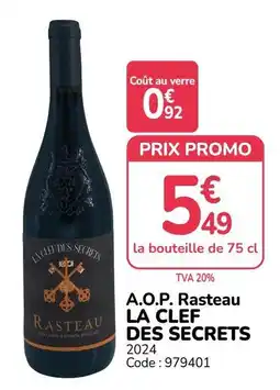 Promocash LA CLEF DES SECRETS Rasteau offre