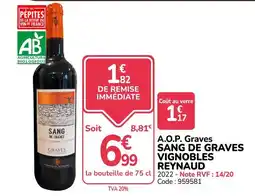 Promocash VIGNOBLES REYNAUD SANG DE GRAVES offre
