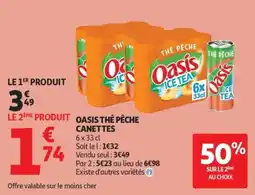 Auchan Oasis Thé Pêche Canettes offre