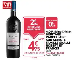 Promocash FAMILLE SKALLI A.O.P. Saint-Chinian HERITAGE PARCELLAIRE SUR SCHISTE offre