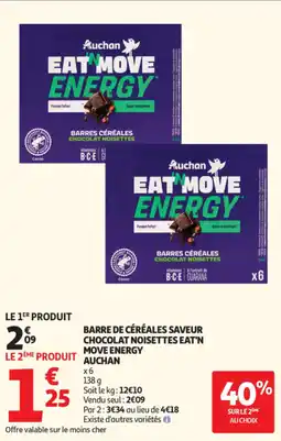 Auchan Auchan BARRE DE CÉRÉALES SAVEUR CHOCOLAT NOISETTES offre