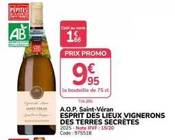 Promocash VIGNERONS DES TERRES SECRÈTES ESPRIT DES LIEUX offre