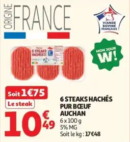 Auchan Auchan 6 Steaks Hachés Pur Bœuf offre