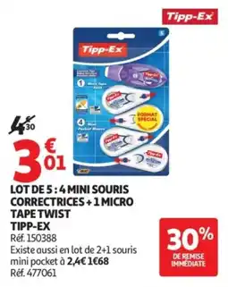 Auchan Tipp-Ex Mini Souris Correctrices + Micro Tape Twist offre