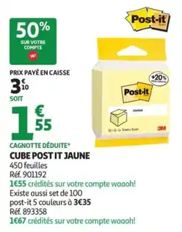 Auchan Post-it Cube Post It Jaune offre