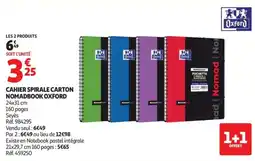 Auchan Oxford CAHIER SPIRALE CARTON offre