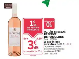 Promocash PADULONE I.G.P. Île de Beauté RÉSERVE DE PADULONE offre