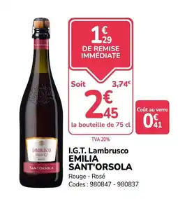 Promocash SANT'ORSOLA I.G.T. Lambrusco EMILIA offre