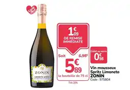 Promocash ZONIN Vin mousseux Spritz Limoneto offre