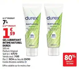 Auchan Durex Gel lubrifiant intime naturel offre