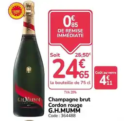 Promocash G.H.MUMM Champagne brut Cordon rouge offre