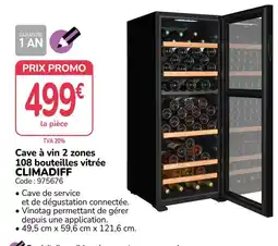 Promocash CLIMADIFF Cave à vin 2 zones offre
