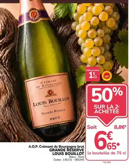 Promocash LOUIS BOUILLLOT Crémant de Bourgogne brut offre