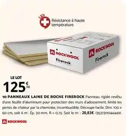 Bricomarché Rockwool - 10 panneaux laine de roche firerock offre