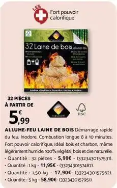 Bricomarché Allume-feu laine de bois offre