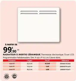 Bricomarché Dim - radiateur a inertie céramique thermostat électronique, écran icd offre