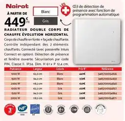 Bricomarché Noirot - radiateur double corps de chauffé évolution horizontal offre