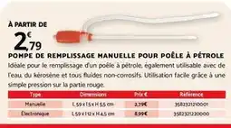 Bricomarché Tous - pompe de repplissage manuelle pour poêle à pétrole offre