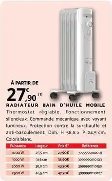 Bricomarché Dim - radiateur bain d'huile mobile offre