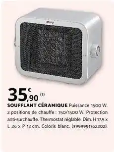Bricomarché Dim - soufflant céramique puissance 1500 w offre