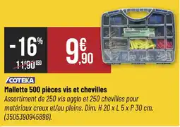 Bricorama COTEKA Mallette 500 pièces vis et chevilles offre