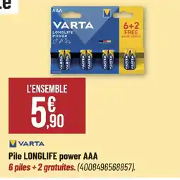 Bricorama VARTA Pile LONGLIFE power AAA offre
