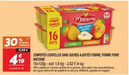 Netto Materne Compotes coupelles sans sucres ajoutés pomme, pomme poire offre