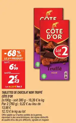 Netto CÔTE D'OR TABLETTES DE CHOCOLAT NOIR TRUFFÉ offre