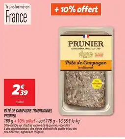 Netto PRUNIER Pâté de Campagne traditionnel offre